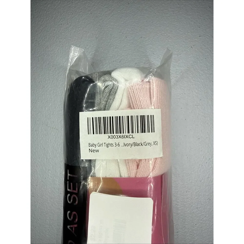 Mini angel Baby Tights Cotton Warm Tights Pink/White/Gray/Black 4pk XS 3-6 M